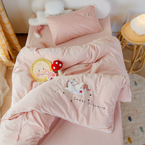 Kindergarten Quilt Three Sets Winter Warm Thickening Crib Pint Baby Quilt Cover Coral Suede Children Six Sets