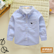 Mens and womens childrens shirts Long-sleeved spring and Autumn childrens clothing new Korean version of the big childrens Oxford spinning top Childrens lapel white