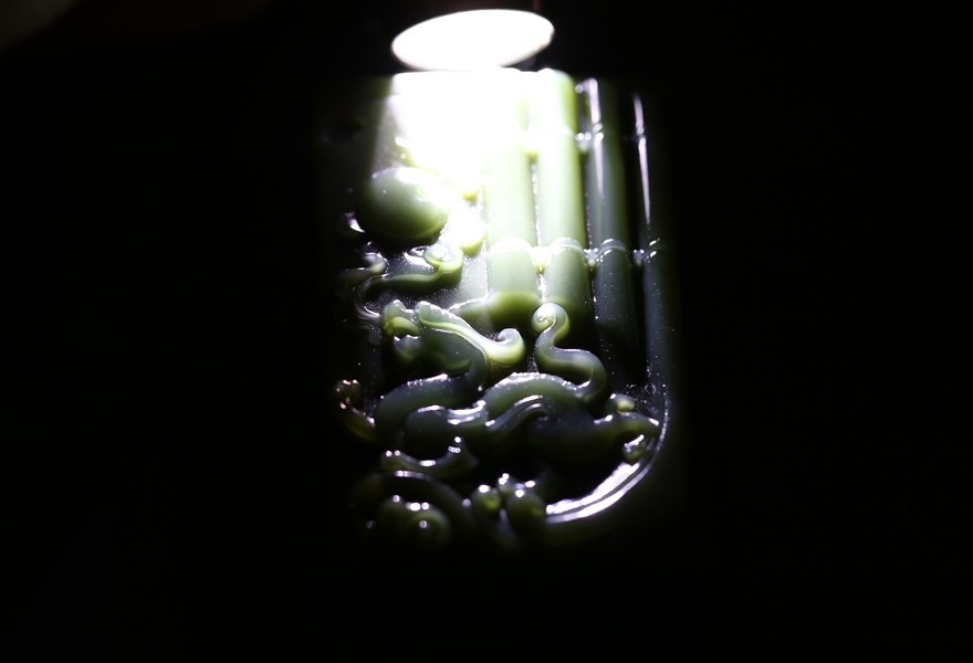 【招财貔貅】【玉雕大师张国军作品】和田玉青玉玉牌61.52g