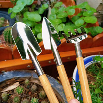 Fleshy small tip shovel wide shovel rake loosening soil digging stainless steel gardening tools household small flower pot delicate not rust