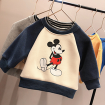 Childrens winter plus velvet pullover Mickey sweater small children long sleeve warm coat long sleeve male and female children cartoon winter clothing