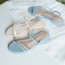 Flat sandals womens soft soled comfortable word with summer simple leisure student fairy wind ins tide Roman womens shoes