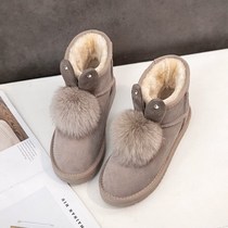 Tide Cards Genuine Leather Snowy Boots Woman 2022 Winter New Korean version Fashion 100 Thickened Padded Warm Cotton Shoes Woman