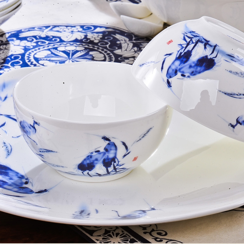 Red xin 56 head of jingdezhen ceramic tableware suit to use dishes Chinese porcelain tableware ceramic bowl classical dishes