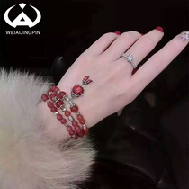 Natural red Manau bracelet woman 925 pure silver brocade carp good luck 2022 new multi-circle forwarding handstring