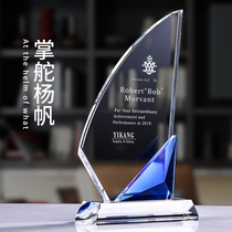 High-grade crystal trophy custom creativity Ride the wind and waves Creative award honor champion sailing staff medal custom