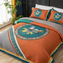 Tencel three-piece cotton bed cover Cotton washable padded quilted thickened double-sided quilt Kang pad European style