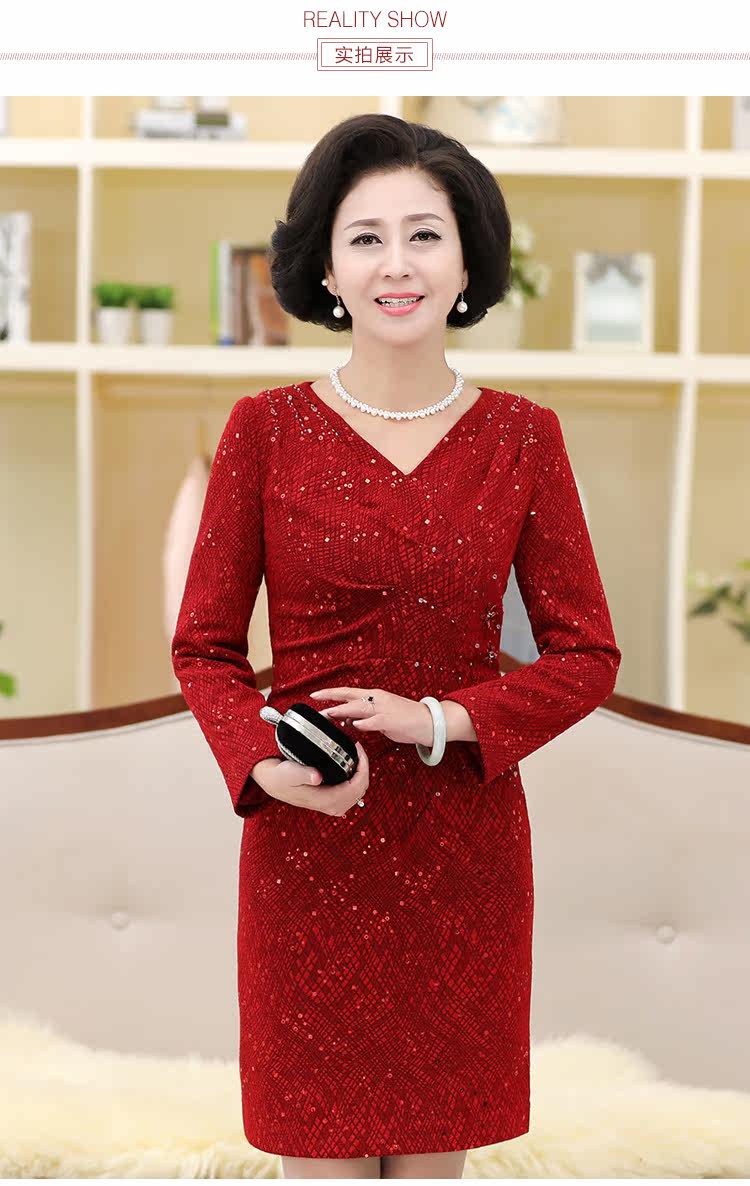 2016秋冬高档参加婚礼妈妈装连衣裙中老年女装结婚婚宴礼服婆婆