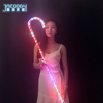 Custom creative personality led jazz dance glowing colorful crutches stage performance group costume nightclub DJ props