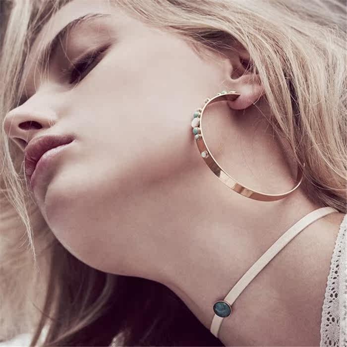 法国巴黎caroline najman 雅痞日光石黑色酷真皮项圈颈链choker