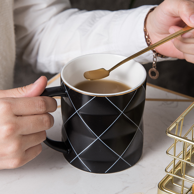 The code mark cup creative move trend of household ceramic cup lovers ultimately responds cup Nordic coffee cup set