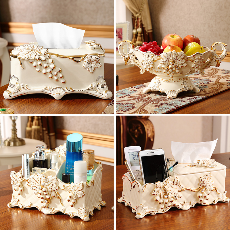 Tissue box European - style key-2 luxury furnishing articles multifunctional smoke box sitting room adornment of pottery and porcelain mobile phone remote control boxes