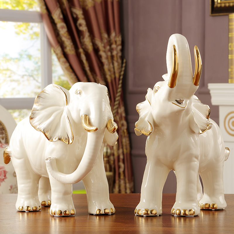 Key-2 Luxury European - style porch elephant furnishing articles large fortune sitting room TV ark, home decoration ceramic arts and crafts