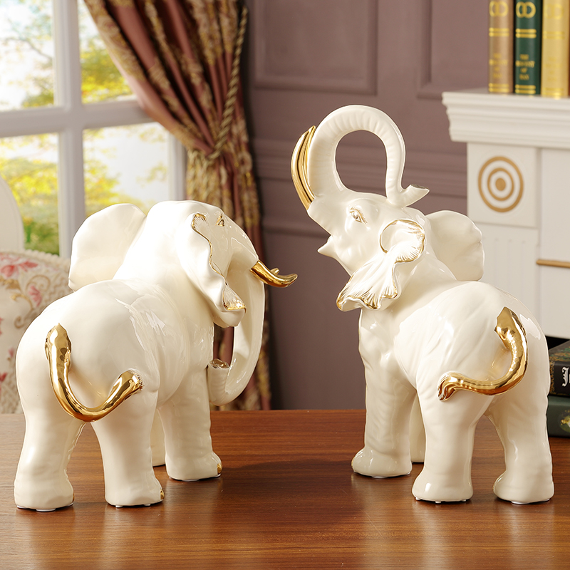 Key-2 Luxury European - style porch elephant furnishing articles large fortune sitting room TV ark, home decoration ceramic arts and crafts