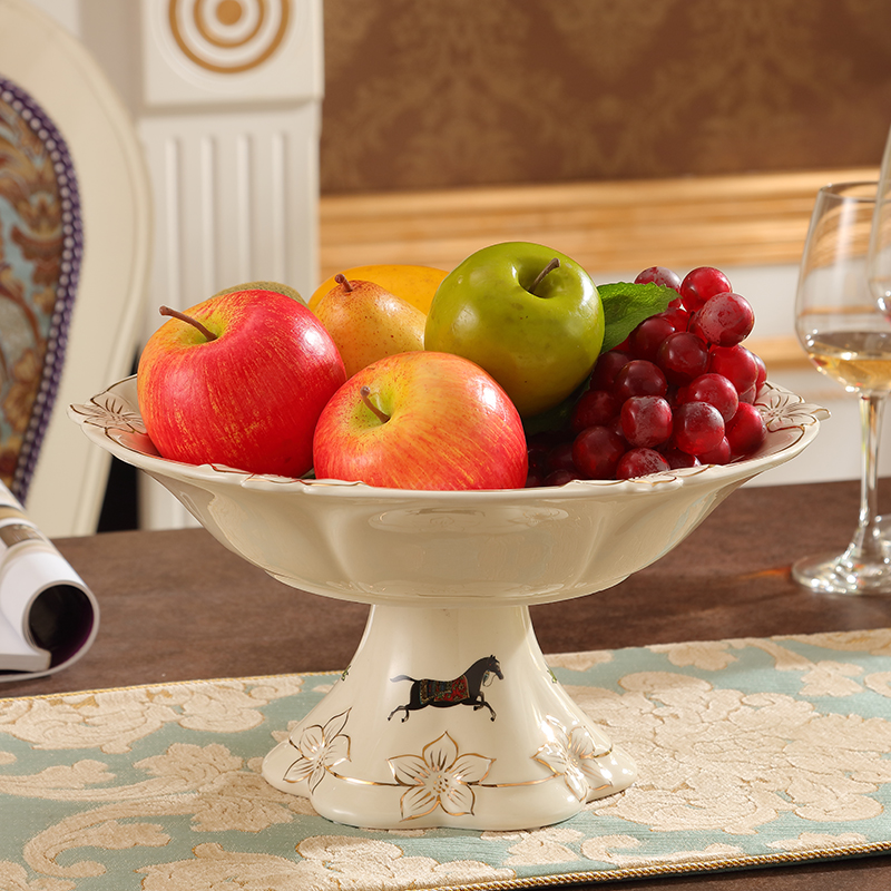 European ceramic fruit bowl housing practical large tall fruit bowl sitting room tea table decoration furnishing articles