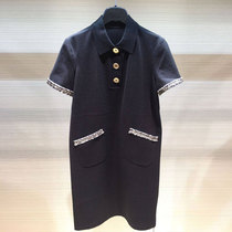 2021 brother new special summer all-match thin casual half-open collar POLO shirt short-sleeved beaded dress female