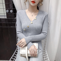 Hong Kong Tide Brand 2021 New V-neck sweater womens long sleeve foreign style thin irregular slim coat womens tide