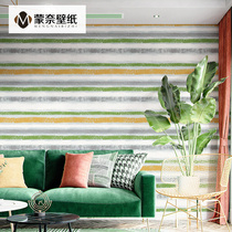 Modern simple Nordic style green striped wallpaper Cross-striped Nordic living room bedroom background wall paper home