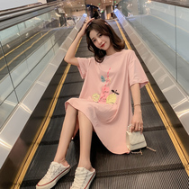 Pregnant Woman Summer Dress Dress Fashion 2022 New Pure Cotton Short Sleeve Summer Blouse T-Shirt Loose Pregnant Woman With Dress Skirt
