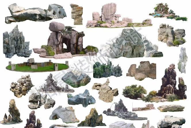 园林景观设计psd树木花草植物人物水体鸟瞰效果图室内平面ps素材