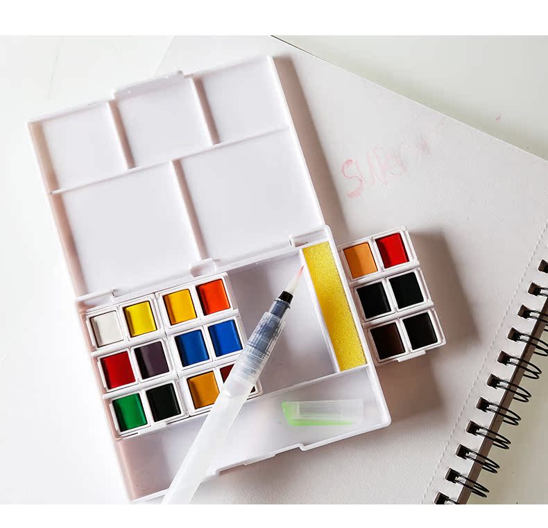superior秀普24色固体水彩颜料套装12/18/30/36/40色透明水彩