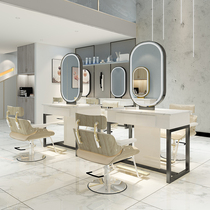 Net red barbershop mirror table Hair salon Mirror barbershop Hot dyeing table Cabinet one-piece hair salon special tide