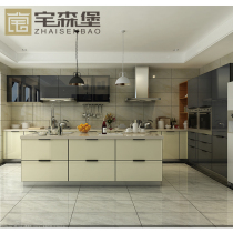 Custom integrated cabinet Carbon door panel Nano vitrified plate Titanium crystal plate hidden edge glass door series Quartz stone countertop