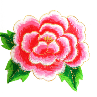 中国风绣花布贴刺绣牡丹花diy材料舞台戏曲辅料衣服补丁民族贴花