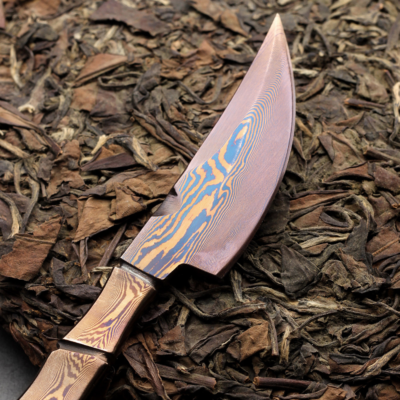Manual pry the tea knife Damascus pattern steel smelting ChaZhen cone black tea cake tea pu - erh tea accessories