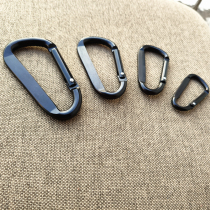 D-shaped carabiner Pure black aluminum alloy flattened spring buckle Mini keychain bag decorative buckle Small large