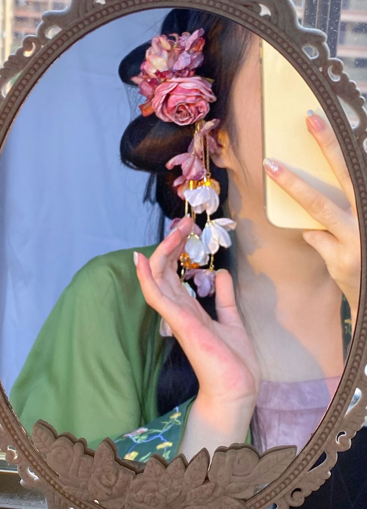 【茹何手作】汉服绢花头饰干枯玫瑰发夹古风流苏唐风簪花古装发簪