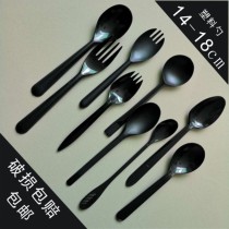 Plastic spoon disposable commercial Black thickened separate packaging milk tea Taro round spoon takeaway packing spoon food grade