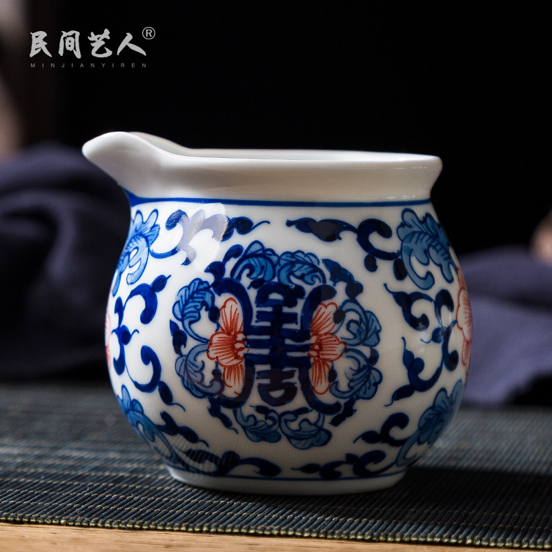 Jingdezhen blue and white youligong hand - made ceramic group long - lived kung fu tea tea ware accessories points well fair keller cup