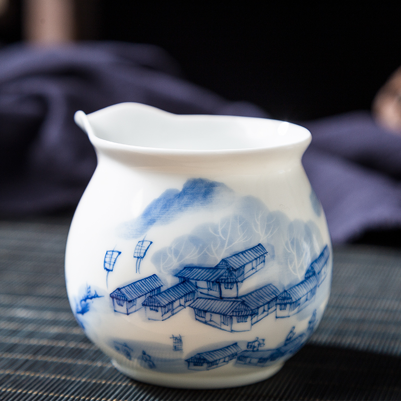 Jingdezhen ceramic hand - made blue mountain people points of tea ware fair keller cup household tea accessories and CPU