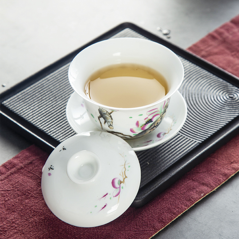 Pastel tureen ceramic bowl kung fu tea set three cups to new one personal capacity make tea bowl bowl of the big number