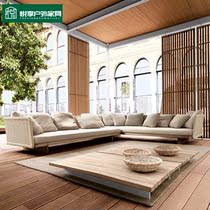 Nordic Outdoor Rattan Choreography Teak Wood Sofa Patio Balcony Hotel Villa Yang Guang Room Outdoor Garden Furniture Combination