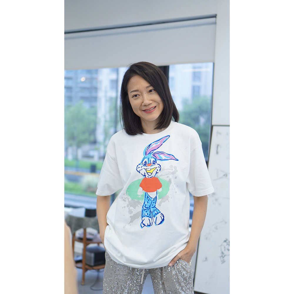 印物所x曲家瑞 rabbit 丝网印制男女圆领印花动物兔子宽松纯棉t恤