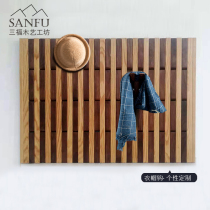 Wall decoration hook pure solid wood coat hook black walnut coat hook oak wooden strip porch wall hanger storage