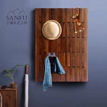 Wall shelf decoration hook bedroom creative wooden garment hanging porch wall hanging living room solid wood coat rack hook