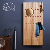 Wall shelf decoration wall hanging bedroom solid wood wooden bar clothes hanging modern simple living room decoration coat rack hook