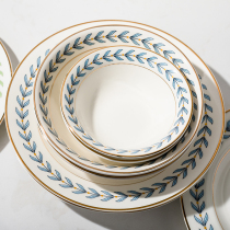 Sok kitchen ins wind Phnom Penh leaf plate creative net red tableware set Retro household dishes soup plate deep plate