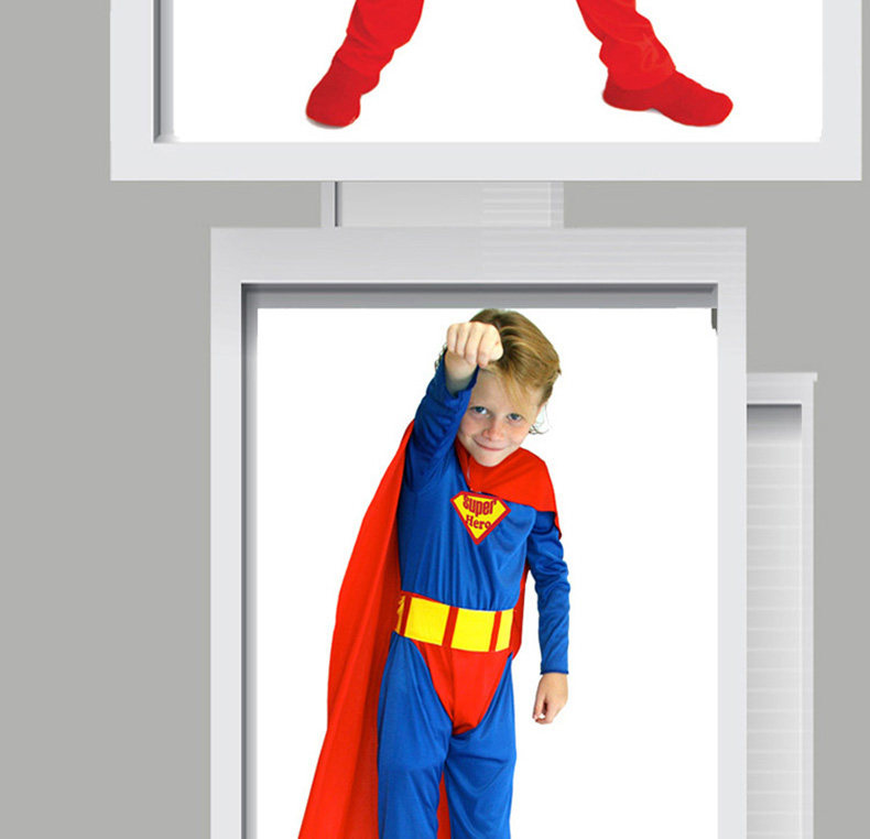 圣诞节表演出服装超人cosplay紧身衣服成人儿童亲子超人披风套装