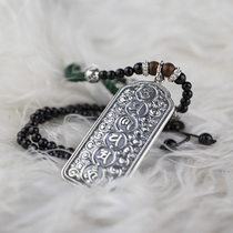 S925 Silver Nepali style six-word Daming mantra Men and women wear pendant Buddha brand Tibetan craft peace body protection