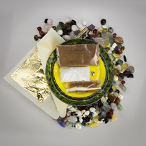 The storage supplies contain gold foil silver beads seven precious stones six medicine beeswax crushed ice tablets