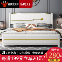 Light extravagant style full solid wood bed modern minimalist white upscale 1 5 m 1 8 single double main bedroom storage furniture