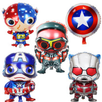 Shape Captain America Shield Aluminum Foil Balloon Kids Birthday Party Set Spider-Man Cartoon Decorations