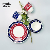 Finnish Imports Arabia24h Hour Coffee Mark Cup Tray Bowl Tuokio Retro Blue Arabia Cutlery