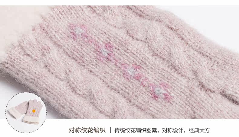 Перчатки 乐为针织手套女冬季羊毛毛线韩版可爱卡通秋冬天保暖防寒加厚加绒 Comme la vie 14fd350