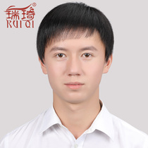 Hand-knitting wig male short hair Korean version of handsome middle-aged and elderly wigs real hair silk flat head inch head real hair hair set