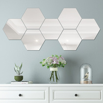 Shake-in-style Hexagonal Mirror Sticker Self-Glued Mirror Acrylic Sticker Living-room Bedroom Standout Solid Decorative Sticker